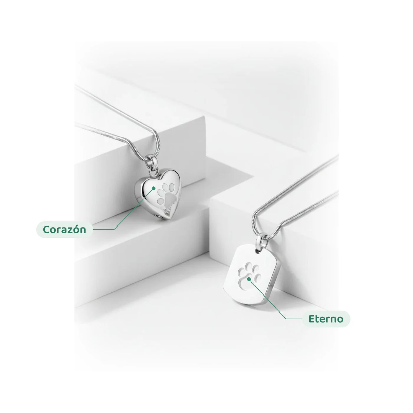 Collares portacenizas Eterno y Corazón
